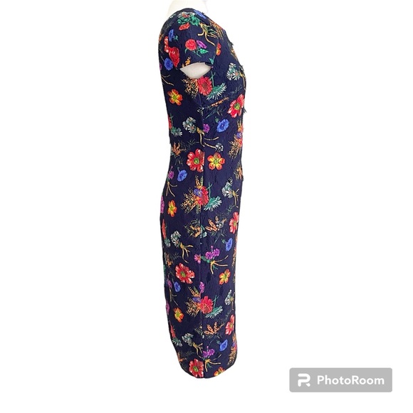 Badgley Mischka Navy Floral Sheath Dress - Picture 4 of 11